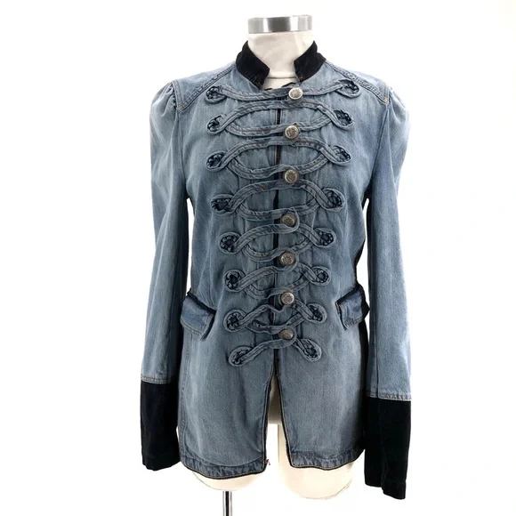 Free People Denim Seamed And Structured Jacket - Picture 2 of 8